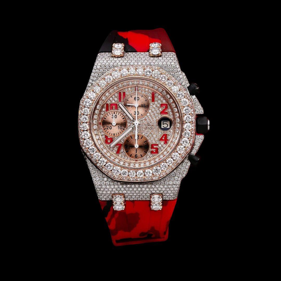AP Watch Moissanite Diamonds Close Up Front View