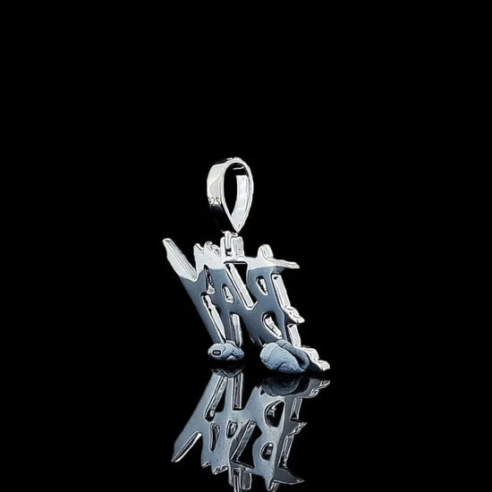 BAY Iced Letter Charm in 925 Sterling Silver Back Side View