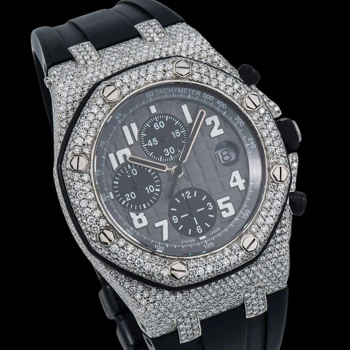 Black Moissanite AP Watch Close Up Dial View