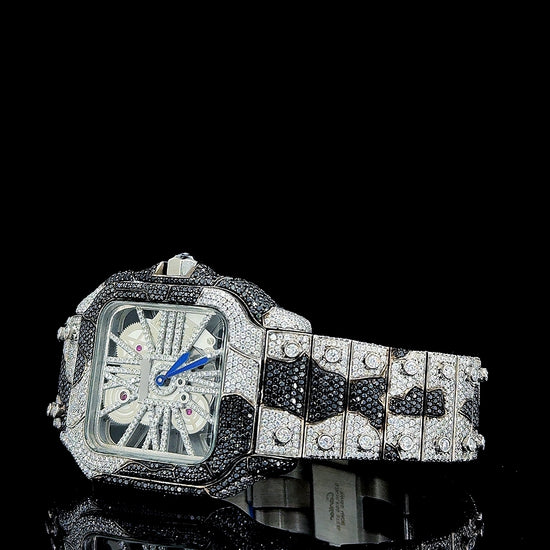 Black Moissanite Cartier Watch Left Profile View