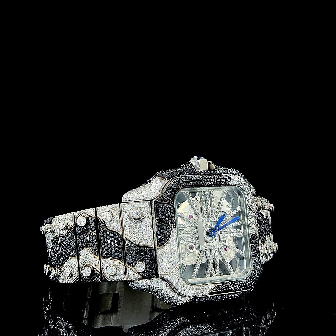 Black Moissanite Cartier Watch Right Profile View