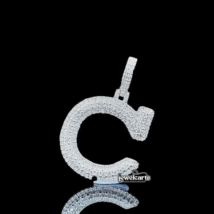 C Initial Moissanite Pendant in 925 Sterling Silver Front View