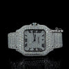 Cartier Black Roman Numerals Dial Fully Iced Out Moissanite Watch