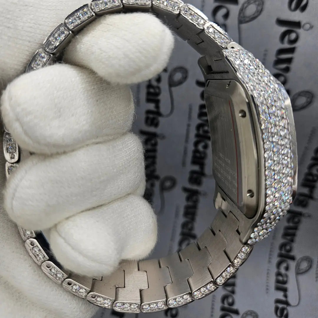 Cartier Santos Arabic Moissanite Watch Crown View
