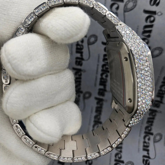 Cartier Santos Arabic Moissanite Watch Crown View