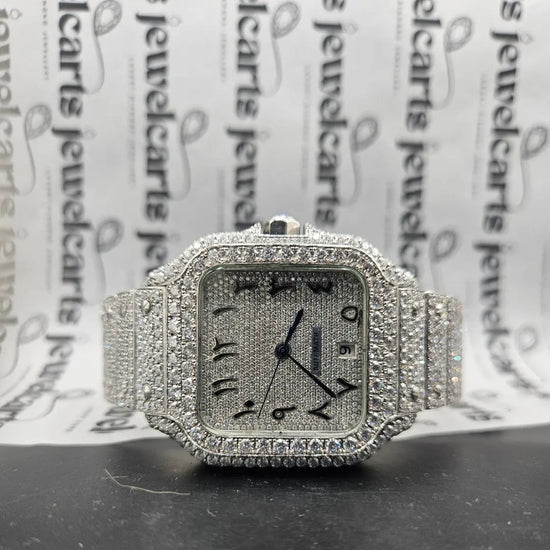 Cartier Santos Arabic Moissanite Watch Front View