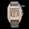 Cartier Santos Roman Dial Diamond Bezel Brown Leather Strap Semi Iced Out Moissanite Watch