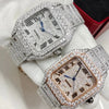 Cartier Santos Watch Fully Iced Out Rose Gold and White Gold