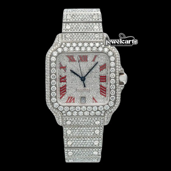 Cartier Watch Bust Down Moissanite Front View