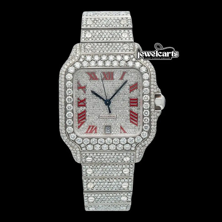 Cartier Watch Bust Down Moissanite Front View