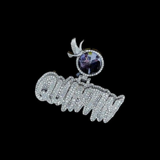 Flight of Memory Moissanite Letter Pendant in 925 Sterling Silver Close Up Front View