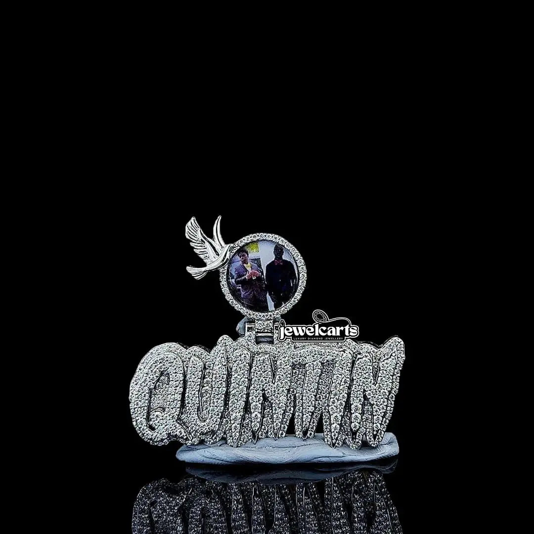 Flight of Memory Moissanite Letter Pendant in 925 Sterling Silver Front View