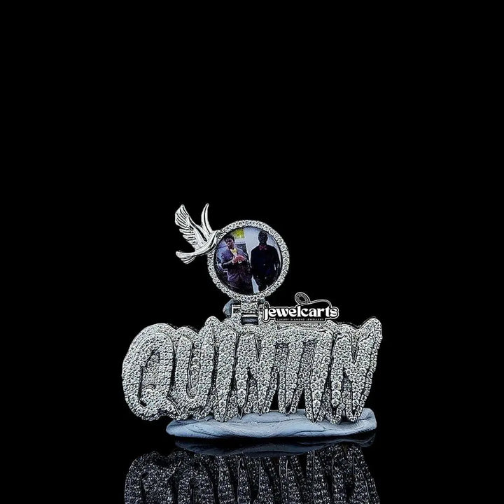 Flight of Memory Moissanite Letter Pendant in 925 Sterling Silver Front View