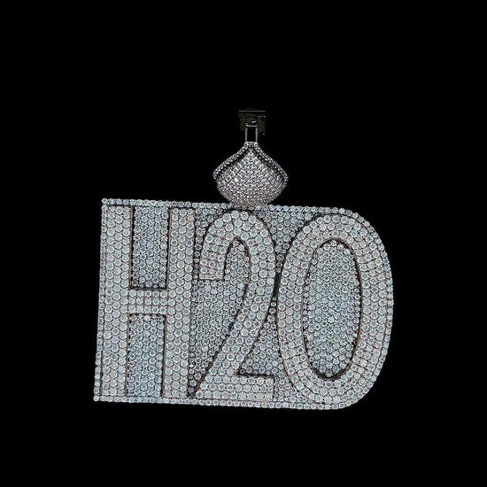 H2O Blaze Charm Moissanite Pendant in 925 Sterling Silver Close Up Front View