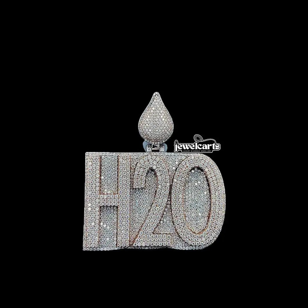 H2O Blaze Charm Moissanite Pendant in 925 Sterling Silver Front View