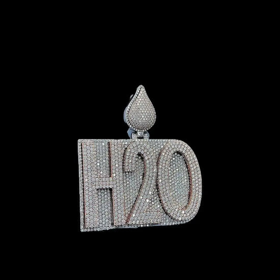 H2O Blaze Charm Moissanite Pendant in 925 Sterling Silver Right Side View