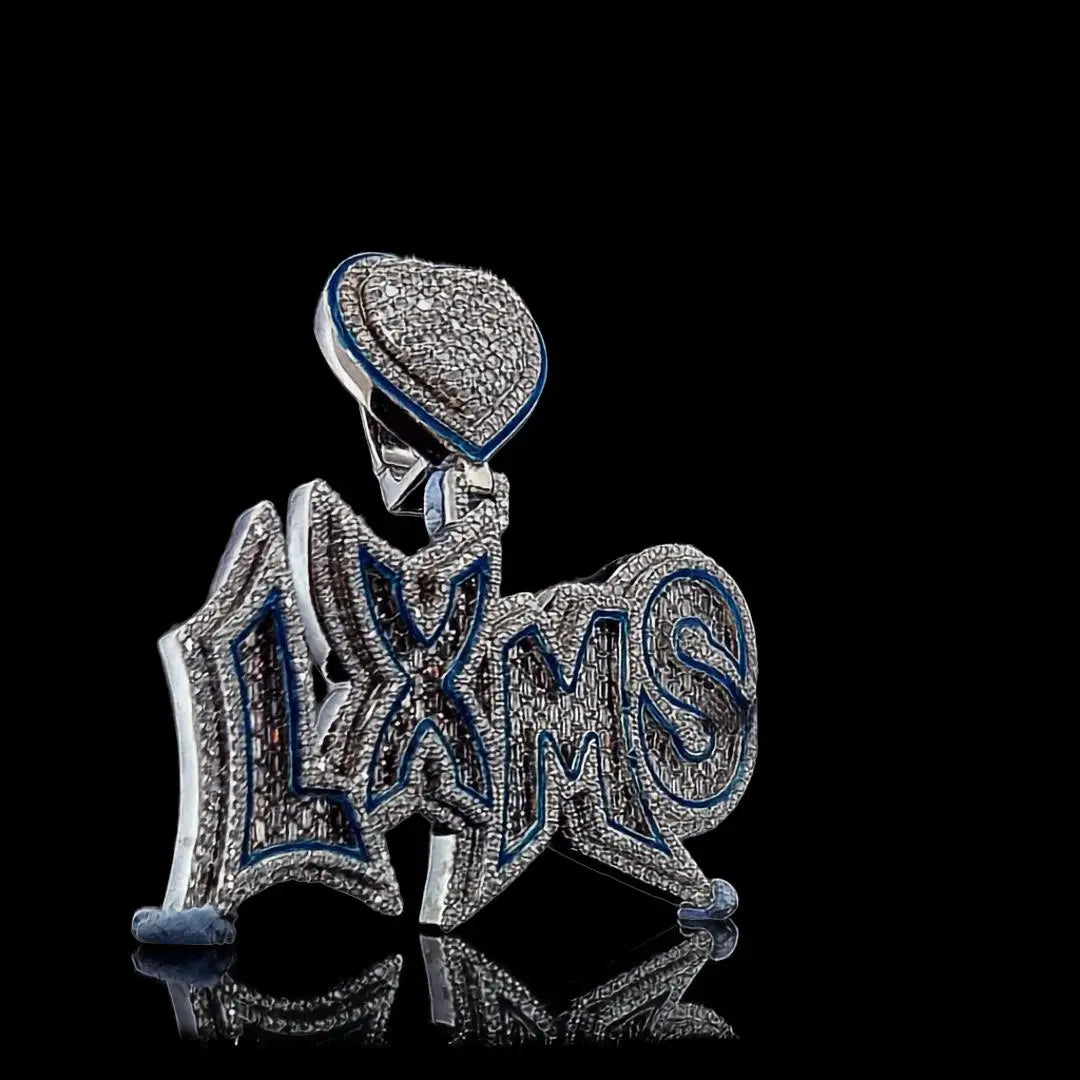 Heart of LXMS Moissanite Letter Pendant in 925 Sterling Silver Right Profile View