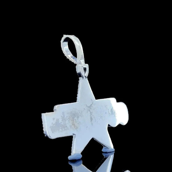 Iced Cowboys Star Moissanite Pendant in 925 Sterling Silver Back Side View
