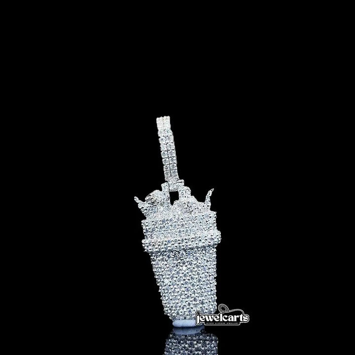 Iced Cup Moissanite Pendant in 925 Sterling Silver Front View