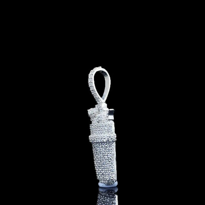 Iced Cup Moissanite Pendant in 925 Sterling Silver Left Profile View