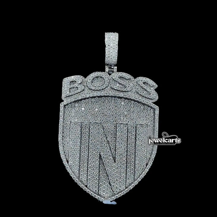 Iced Out Boss Status Moissanite Medallion Pendant Front View