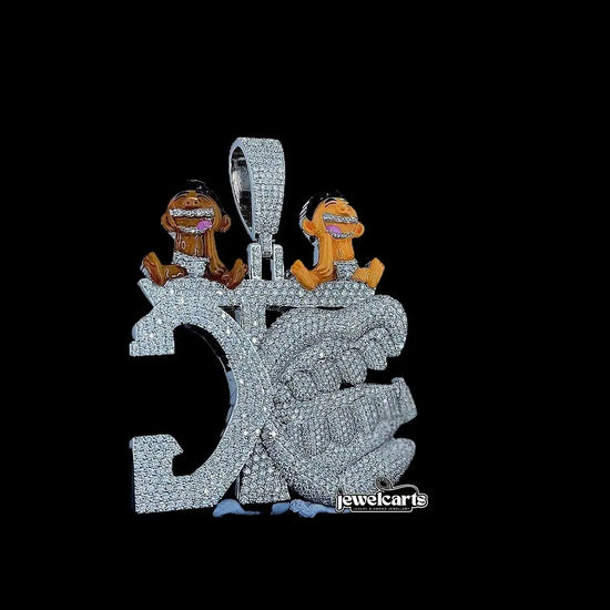 Iced Out Hip Hop Laughter Moissanite Pendant Front View