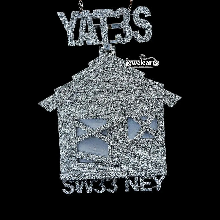 Iced Out YAT3S House Legacy Moissanite Pendant Front View