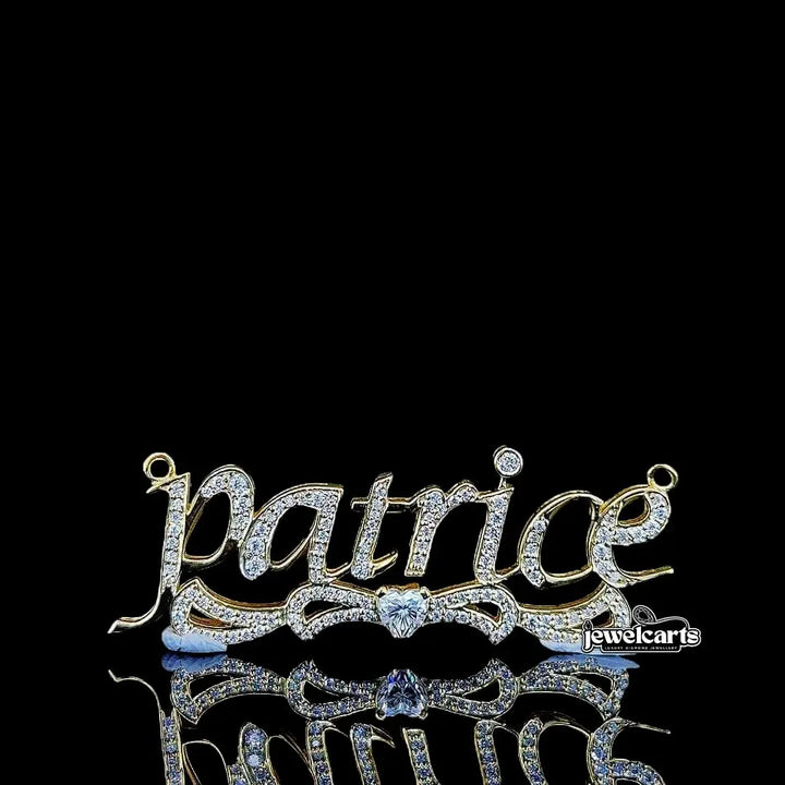 Iced Script Nameplate Moissanite Pendant in 925 Sterling Silver Front View
