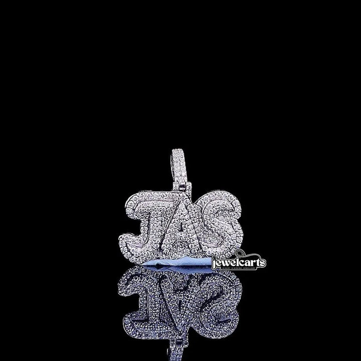 JAS Iced Initial Charm in 925 Sterling Silver Front View