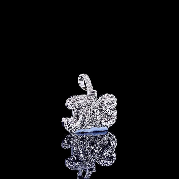 JAS Iced Initial Charm in 925 Sterling Silver Right Profile View