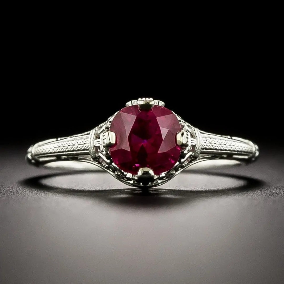 Antique Style Cushion Cut AD Gemstone Ring for Women