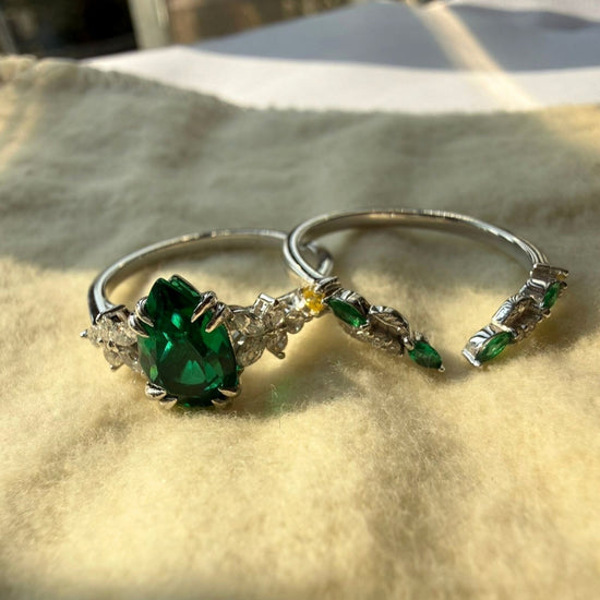 Vintage Style Green AD Diamond Bridal Set For Woman