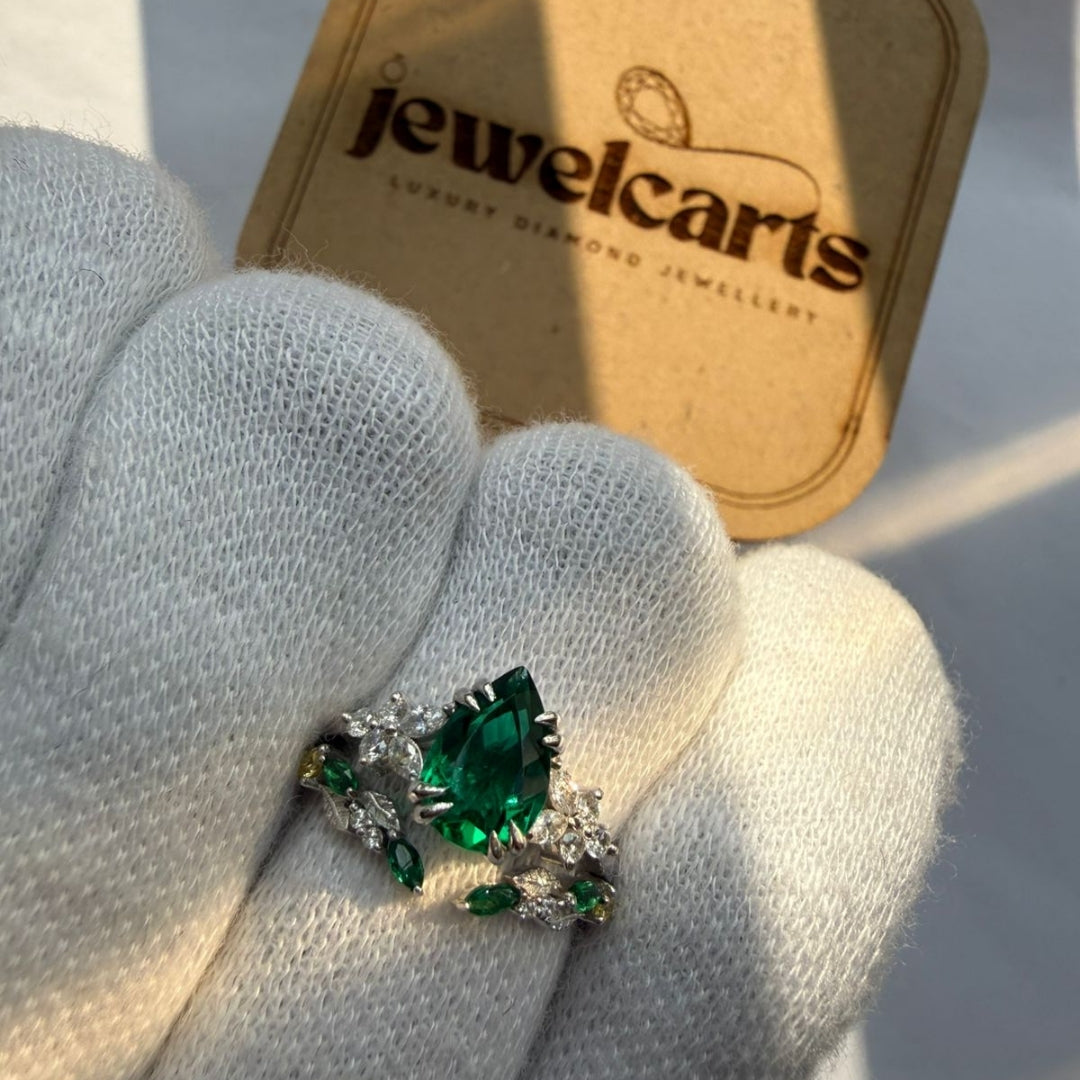 Vintage Style Green AD Diamond Bridal Set For Woman