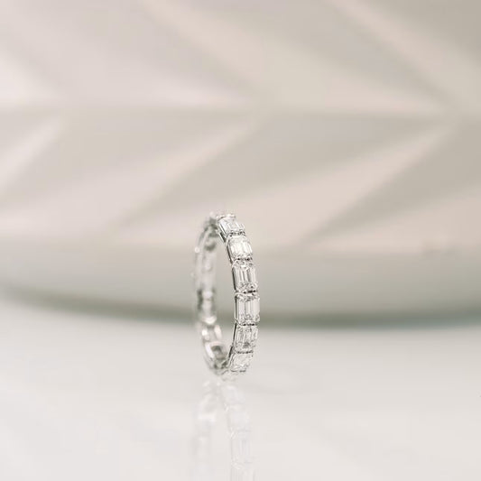 Adorned Emerald Cut Diamond Engagement Band