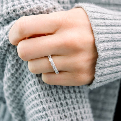 Adorned Emerald Cut Diamond Engagement Band