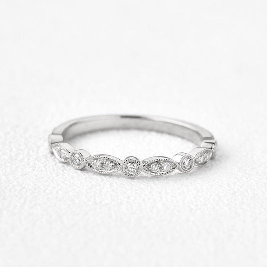 Moissanite 1.22 CT Round Cut Diamond Edwardian Anniversary Band