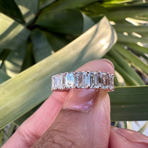 Moissanite 6.90 CT Emerald Cut Diamond Victorian Wedding Band