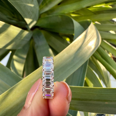 Moissanite 6.90 CT Emerald Cut Diamond Victorian Wedding Band