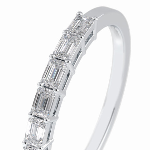 Moissanite 2.19 CT Emerald Cut Diamond Anniversary Special Band