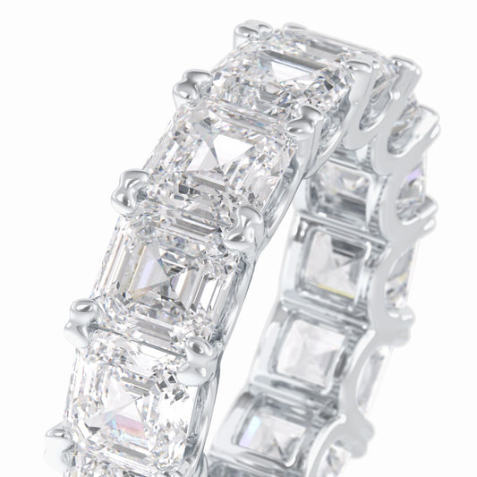 Moissanite 4.80 CT Asscher Cut Diamond Handcrafted Band