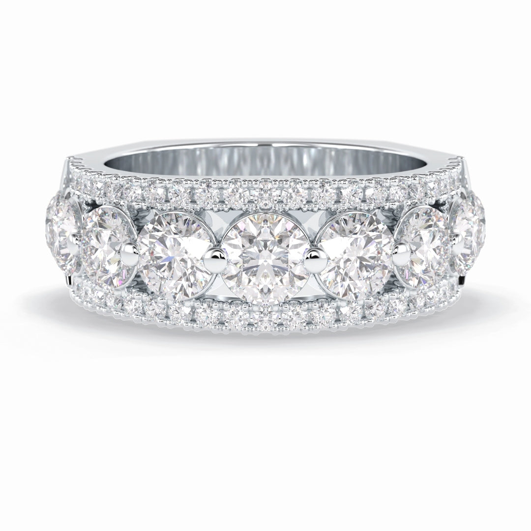 Moissanite 3.67 CT Round Cut Diamond Wedding Band