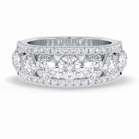 Moissanite 3.67 CT Round Cut Diamond Wedding Band