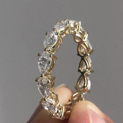 Brilliction Pear Cut Diamond Handmade Band