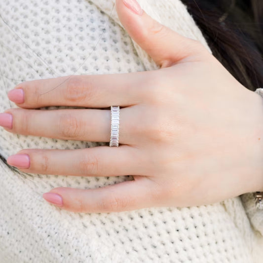 Divine Emerald Cut Diamond Wedding Band