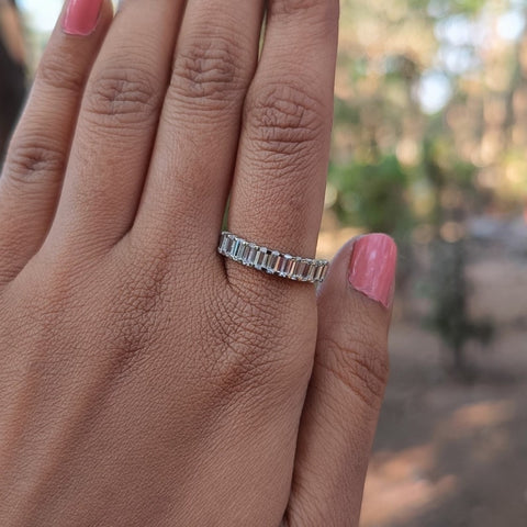 Garnishing Emerald Cut Diamond Engagement Band