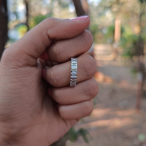 Garnishing Emerald Cut Diamond Engagement Band