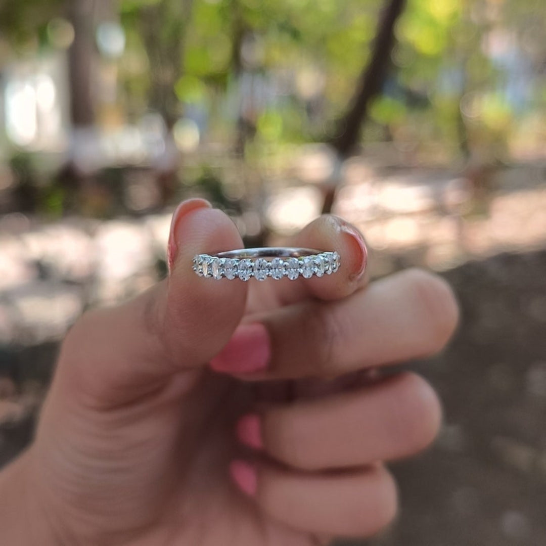 Ornamental Oval Cut Diamond Wedding Band