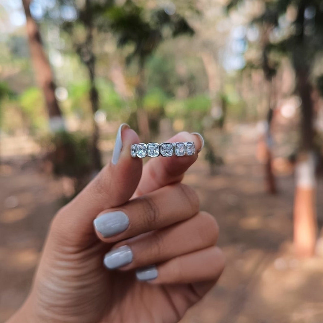 Superior Cushion Cut Diamond Engagement Band