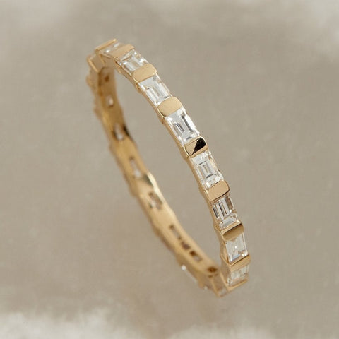 Moissanite 2.00 CT Baguette Cut Diamond Minimalist Anniversary Band