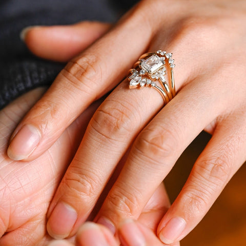 Picturesque Emerald Cut Diamond Handmade Ring